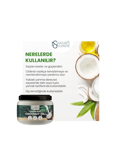 Nature's Supreme Organik Hindistan Cevizi Yağı Soğuk Sıkım 300 ML