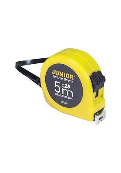 Metal Metre 5 M X 25 Mm Şerit Metre Beyaz Renk Düğmeli Ölçüm Ölçme Bükülebilir 0 - 300 MM
