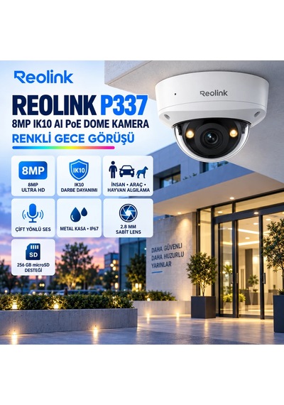 Reolink P337 8mp 4k Ik10 Darbeye Dayanıklı Aı Motorize Dome Kamera