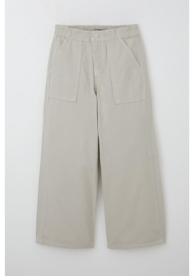 Breeze Kız Çocuk Gabardin Pantolon Geniş Paça Beli Lastikli 5-9 Yaş, Taş Taş