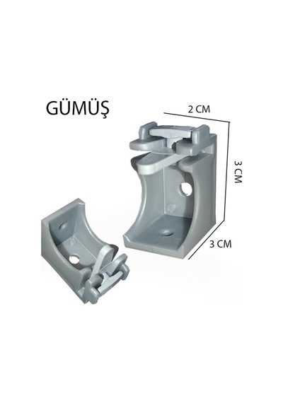 Perdemix Dekoratif Ray Montaj Aparatı Kısa Ayak 3 CM 6 Adet Gümüş