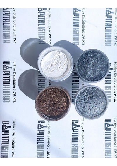 Tr Capital 10g 25ml X4 Renk Toz Metalik Sedef Epoksi Pigment Boya Siyah Ton