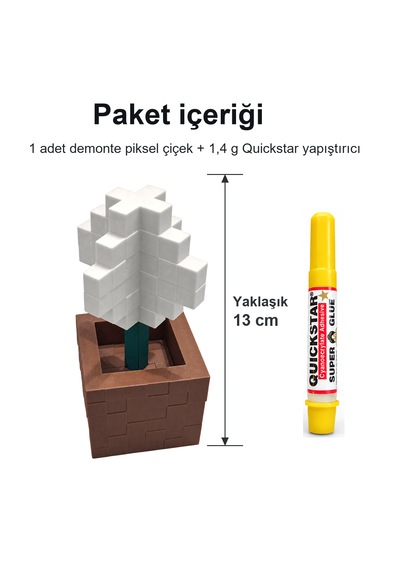 Piksel Alyum Biblo - 3d Baskı, Minecraft Esintili Beyaz