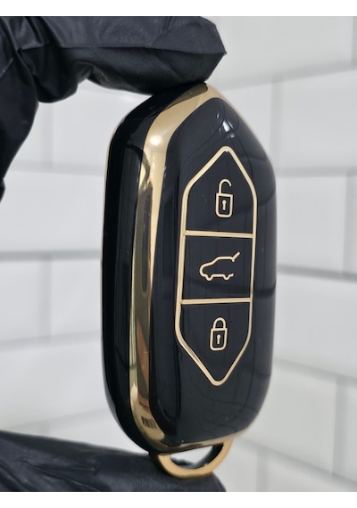 Gma Keys Togg T10x T10f 3 Tuşlu Smart Nano Koruma Anahtar Kılıfı Siyah Gold Altın Renk Yüksek Kalite