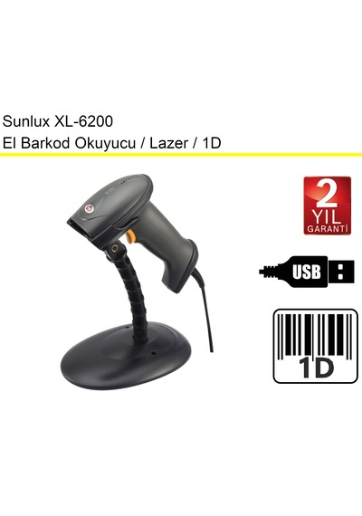 Sunlux Xl6200 El Barkod Okuyucu Lazer Okuma Teknolojisi
