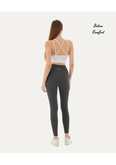 Intive Comfort Premium Dalgıç Kumaş Arka Bel Logo Detaylı Toparlayıcı Yüksek Bel Tayt Füme