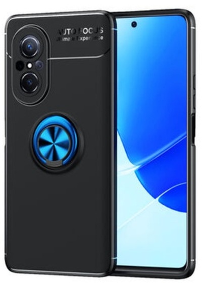 Huawei Nova 9 Se Kılıf Yüzüğü Stant Ve Araç Tutucu Olabilen Şık Esnek Premium Silikon Kapak Ryc/ravel Siyah - Mavi