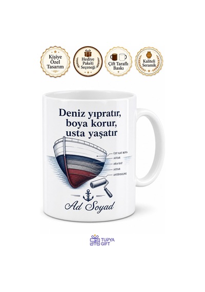 Tekne Boyama Boya Ustası Yatların Sualtı Koruyucusu Çay Kupası Hediye Beyaz / Çok Renkli