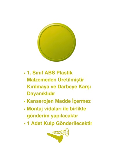 Sarı Çocuk Odası Mobilya Kulbu - 55 MM - Abs Plastik Tekli Düğme Dolap ve Çekmece Kulpu Sarı
