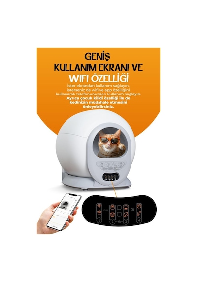Livenzi Akıllı Otomatik Kedi Tuvaleti | Wi-Fi Kontrollü & Otomatik Temizleme & Koku Önleyici & Uv Sterilizasyon