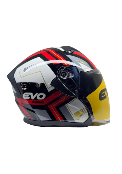 Kask Evo Marka Çenesiz Yarım Kask Siyah -Kırmızı