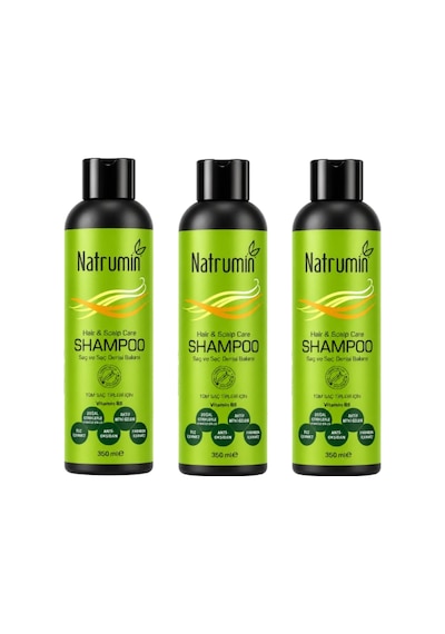 Natrumin Yağlı Saçlar için Dökülme Karşıtı ve Saç Derisi Bakım Şampuanı 3 x 350 ML