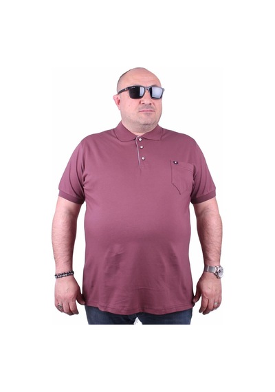 Moc Grande Mocgrande Büyük Beden Likralı Klasik Cepli Polo Tişört 11501 Eflatun