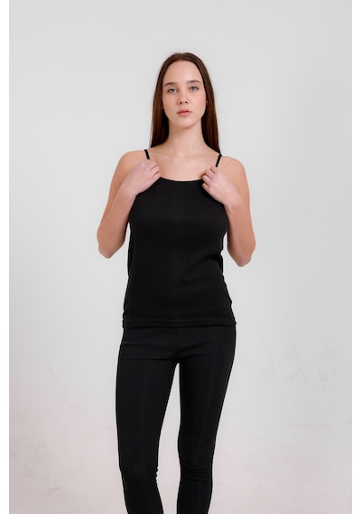 Clara Butik 3'lü Basic Ip Askılı Atlet Siyah-beyaz-ten