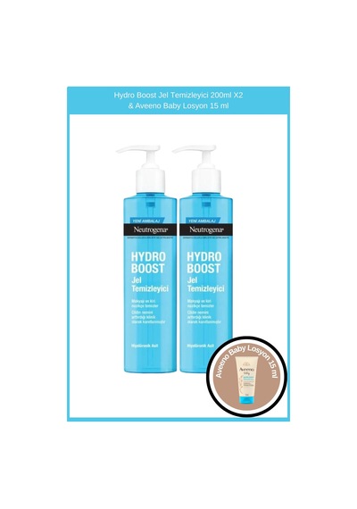 Neutrogena Hydro Boost Jel Temizleyici 2 x 200 ML + Aveeno Baby Losyon 15 ML
