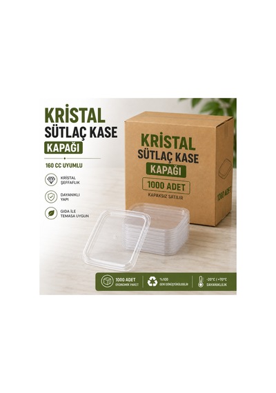 Kristal Sütlaç Kase Kapağı 1000 Adet Şeffaf Plastik Kapak Şeffaf - 917814154 Şeffaf