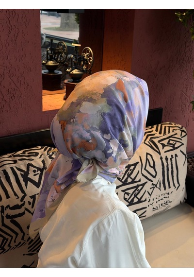 Qalortex Scarf Pamuklu Soft Roza Desen Eşarp-yağ Yeşil Yağ Yeşili