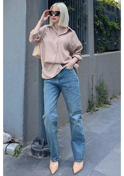 Madmext Mavi Straight Fit Kadın Jean Mg2034-mavi Mavi