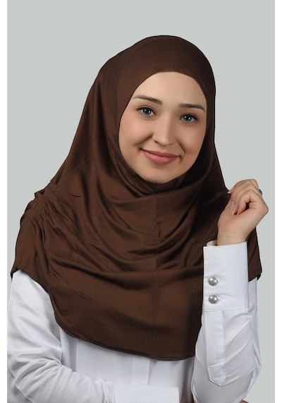 Altobeh Hazır Türban Büzgülü Pileli Pratik Eşarp Tesettür Hijab - Namaz Örtüsü - Çikolata