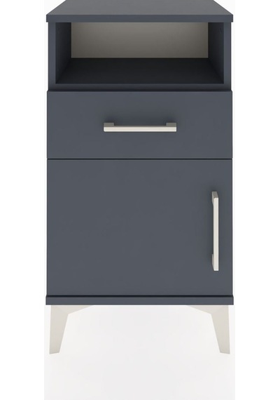 Arges Komodin 2 Raflı Tek Çekmeceli Tek Kapaklı 44x30x80 Antr... Antrasit