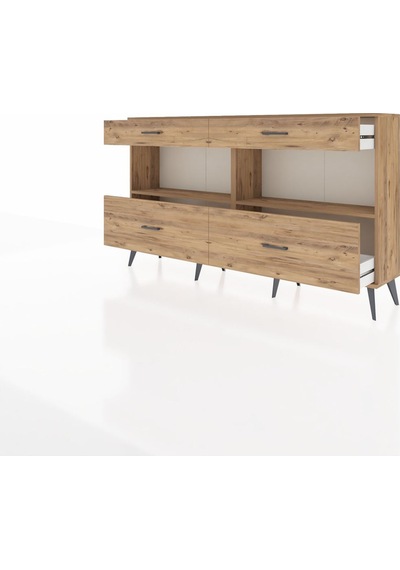 Arges Konsol 2 Raflı 4 Çekmeceli 176x30x99 Çam-çam Çam-çam