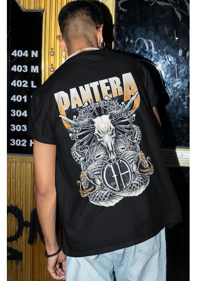 Pantera Rock Metal Müzik Grubu Sırt Baskılı Unisex Oversize Tişör Siyah