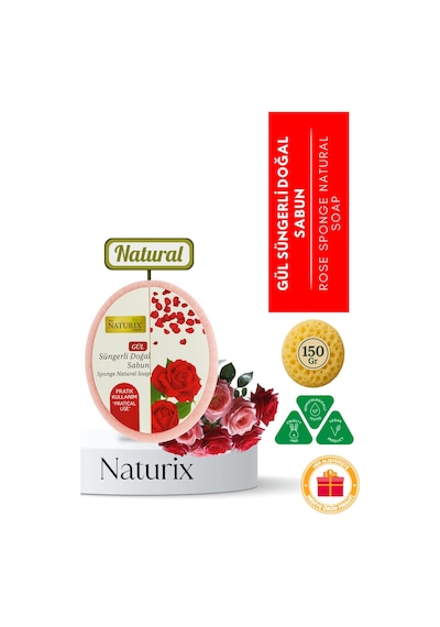 Naturix Doğal Süngerli Gül Sabunu 150 G