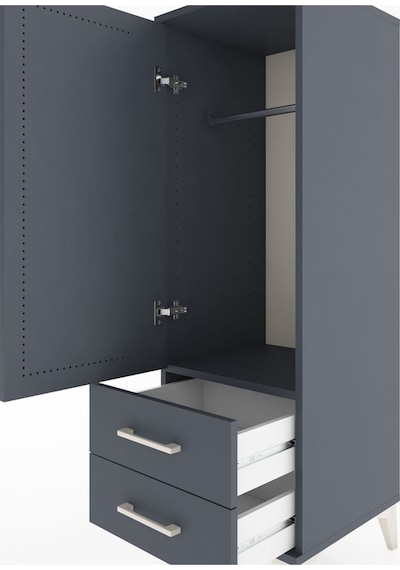 Hyperion Dolap Tek Raflı 2 Çekmeceli Tek Askılı 44x44x134 Ant... Antrasit