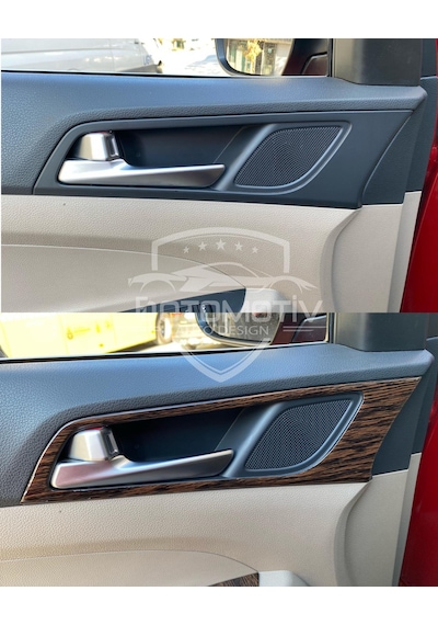 Hyundaı Tucson 2015 / 2020 Koyu Meşe Özel Ahşap Desen Full Set Torpido Konsol Kaplama
