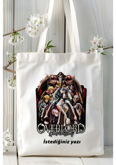 Art Hediye Overlord Beyaz Baskılı Bez Omuz Çantası Kişiye Özel Model 4 Çok Renkli