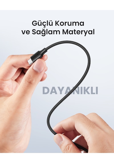 Ugreen 2.0 A Type-c & Type-c Data Ve Şarj Kablosu, 1.5 Metre, Siyah, 50998