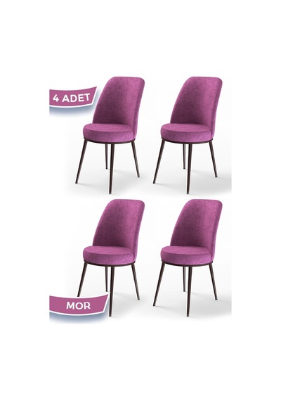 Canisa Concept Dexa Serisi Mor Renk 4 Adet Sandalye, Renk Mor, Ayaklar Kahverengi Mor