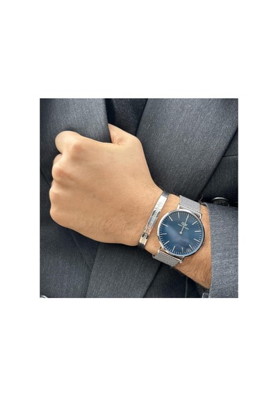 Lunarie Dw Model Gümüş Renk Klasik Çelik Kelepçe Bileklik
