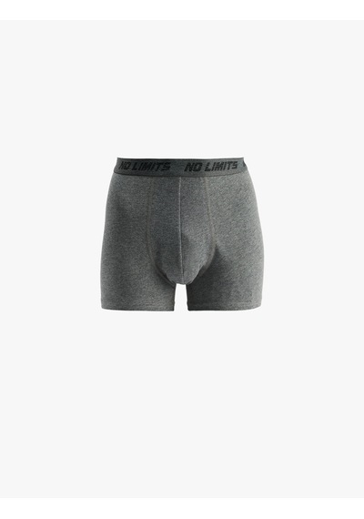 Koton Baskılı Bel Detaylı Pamuklu Basic 3'lü Boxer Seti Gri Melanj 6slm90033mk