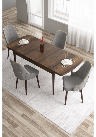 Canisa Tia Serisi 80x132 Açılabilir Mdf Mutfak Masası Takımı Barok Desen Masa 4 Gri Sandalye Masa Barok Ahşap Desen Sandalye Gri Canisa Tia Serisi 80x132 Açılabilir Mdf Mutfak Masası Takımı Barok Desen Masa 4 Gri Sandalye Masa Barok Ahşap Desen Sandalye Gri