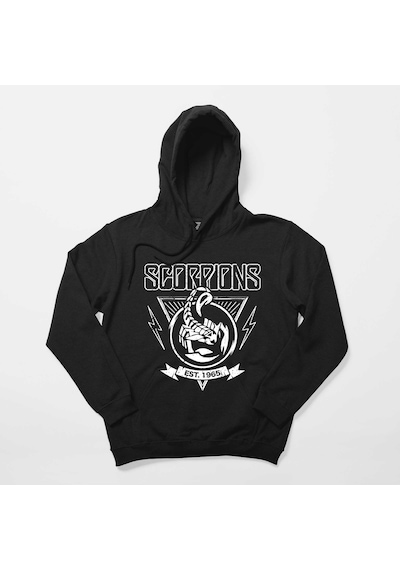 Scorpions Est. 1965 Siyah Kapşonlu Sweatshirt Hoodie
