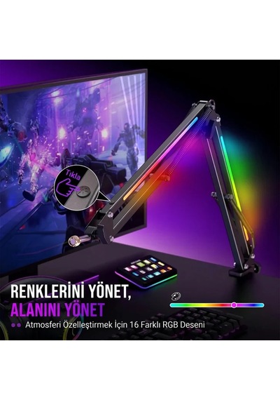 Fifine Ampligame Bm38 Rgb Profesyonel Oyuncu Mikrofon Standı
