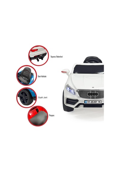 Adonis Gt 4x2 12v Akülü Uzaktan Kumandalı Emniyet Kemerli 2x Arka Süspansiyonlu Çocuk Akülü Araba Beyaz