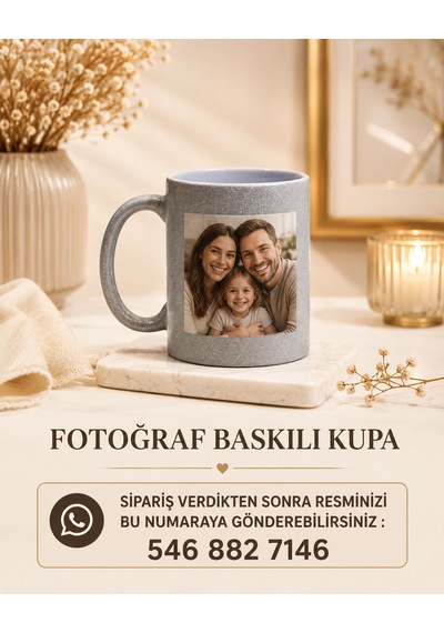 Simli Kişiye Özel Baskılı Kupa-4 Farklı Renk Seçeneği Gri