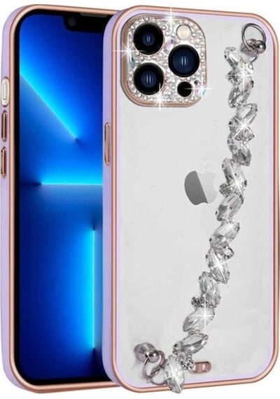 Apple Uyumlu iPhone 12 Pro Max Kılıf Taş Süslemeli Kamera Korumalı El Tutamaçlı Zore Blazer Kapak Lila