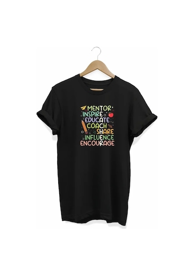 Defymoda 24 Kasım Öğretmenler Günü Hediye Temalı Oversize Bisiklet Yaka T-shirt - Siyah