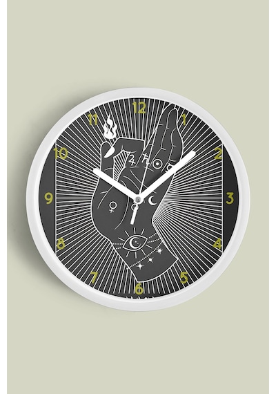Tarot Destanı - Sihirbaz Modern Duvar Saati - 25cm - Önü Camlı Beyaz Kasa - Sessiz Mekanizma-jh0198 Beyaz