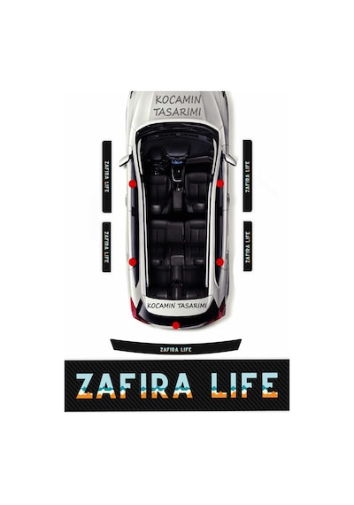 Opel Zafira Life Karbon Kapı Eşiği Koruyucu Seti 4 Kapı 1 Bagaj Zafira Life Uyumlu 5 Parça