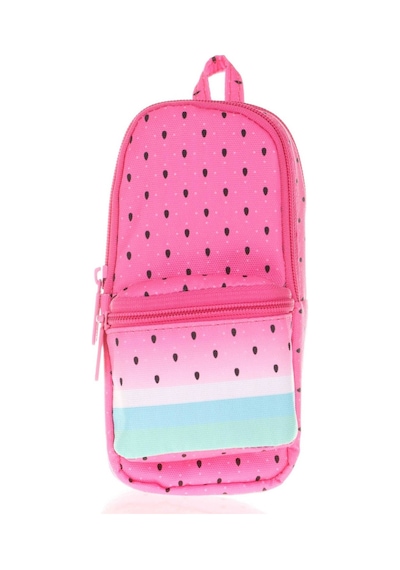 Kaukko Layer Üç Bölmeli Çanta Şekilli Kalemlik - Pembe Karpuz - Kız Çocuk