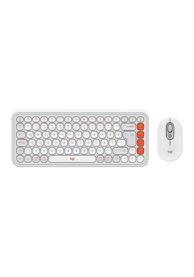 Logıtech Pop Icon Combo, Beyaz-turuncu, 920-013076, Kablosuz, Türkçe Q, Klavye Mouse Set Lazer