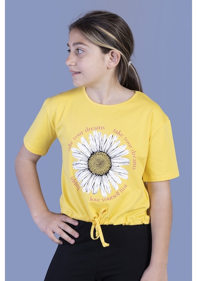 Toontoy Kids Toontoy Kız Çocuk Papatya Desenli Tişört Sarı