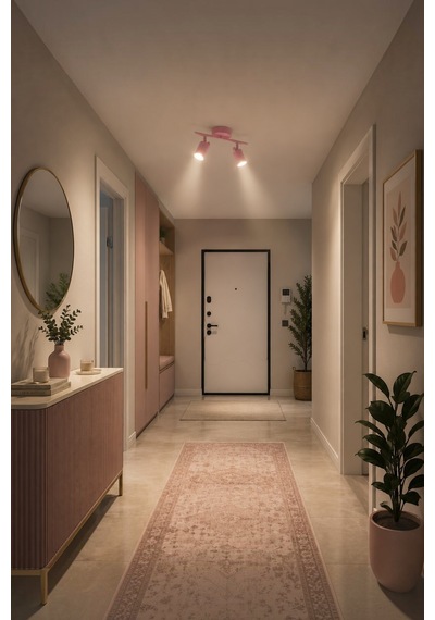 Spoty 2'li Pembe Gün Işığı Modern Tasarım Salon - Mutfak - Banyo Spot Sıralı Avize