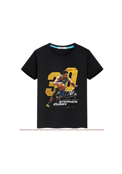 Magors Stil-x Stephen Curry Baskılı Bisiklet Yaka Genç Ve Çocuk Tshırt Siyah-1