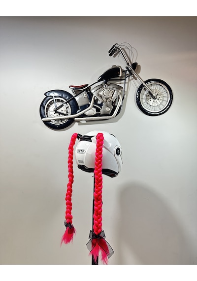 Motor & Motosiklet Neon Pembe Çift Örgü Saç Kask Dış Aksesuarı Diğer