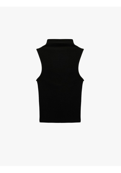 Koton Modal Karışımlı Slim Fit Kolsuz Dik Yaka Bluz Siyah 6sal30116ık Siyah